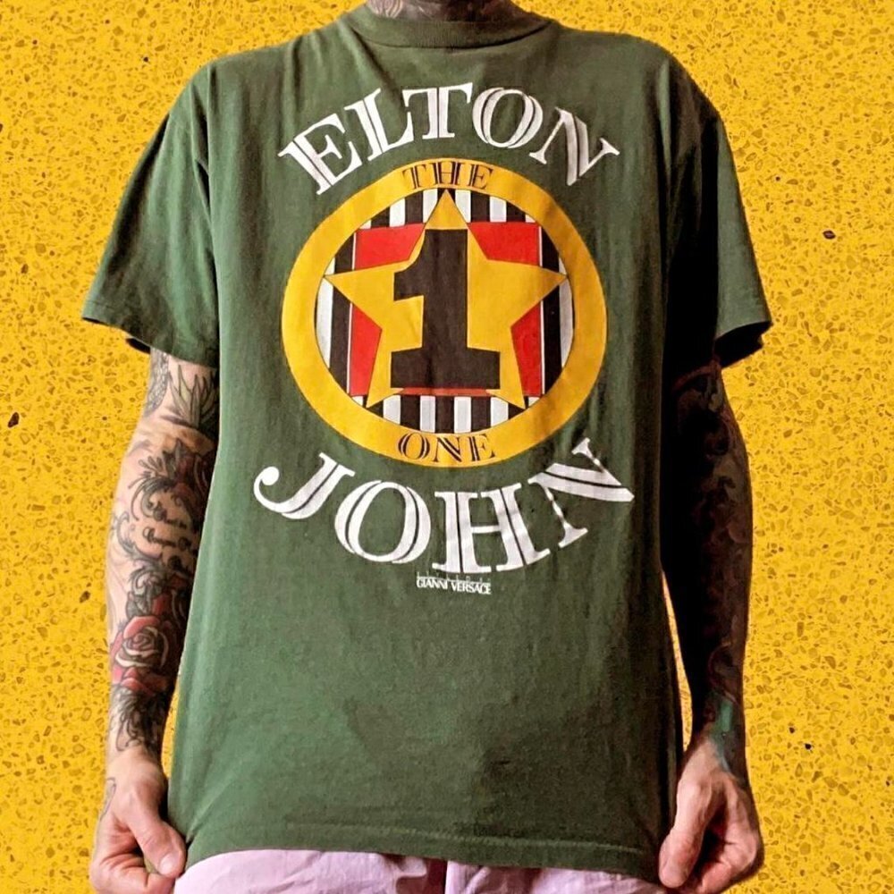 Elton John - The One Tour Shirt vintage 90s Versace print Men’s XL Single Stitch